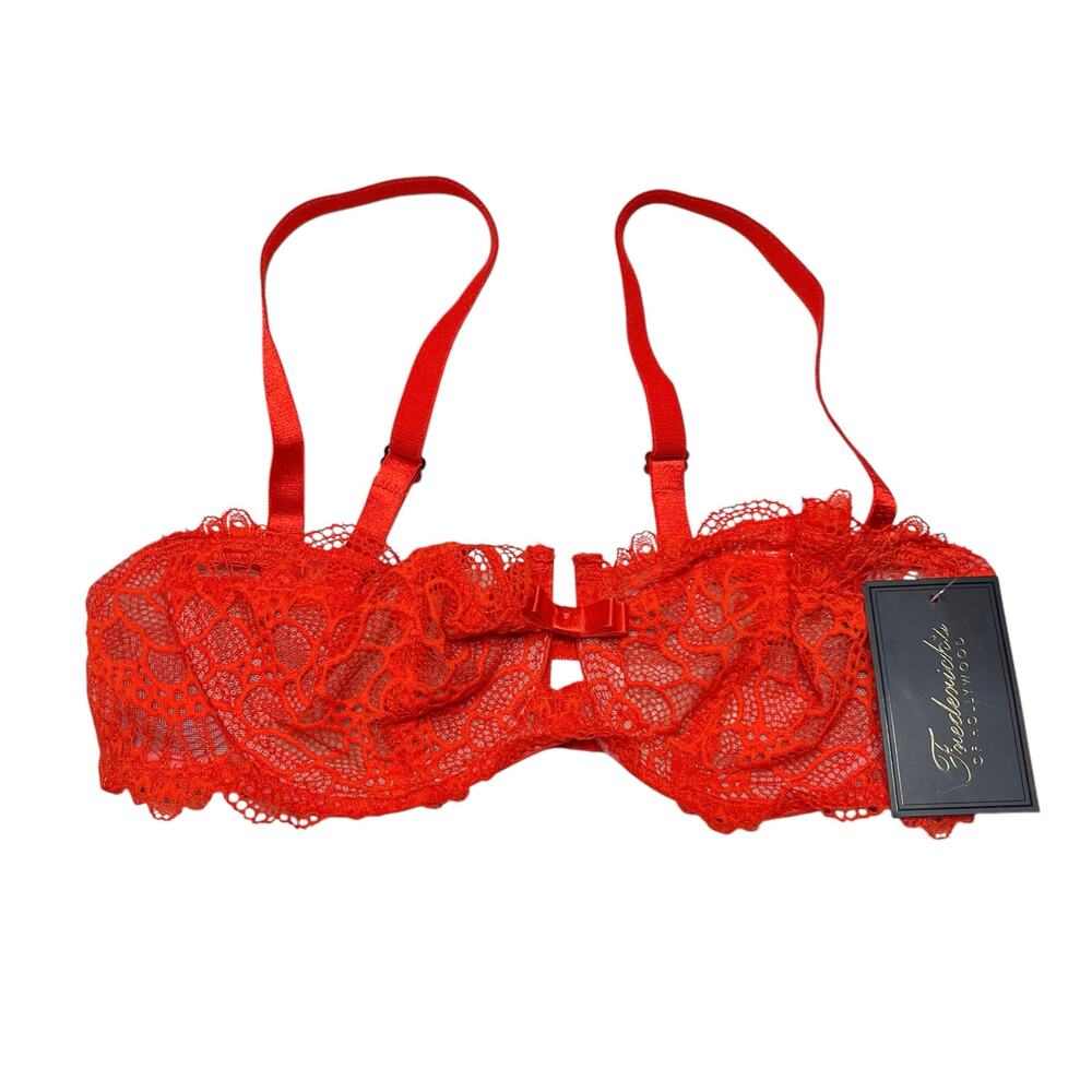 Frederick's of Hollywood Cindy Lace Balconette Underwire Bra Orange.com Size 32C